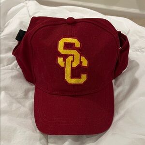 Red USC dog baseball hat